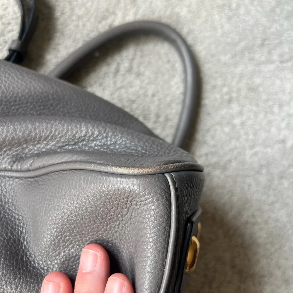 Marc By Marc Jacobs Gray Leather Satchel with Gold Hardware